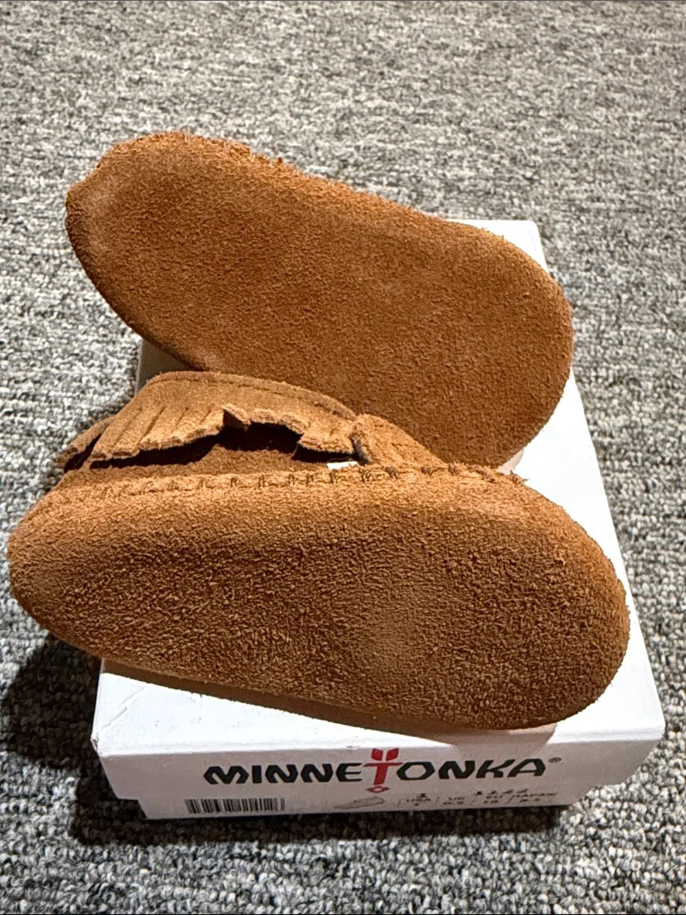 Minnetonka Brown Suede Fringe Infant Moccasins